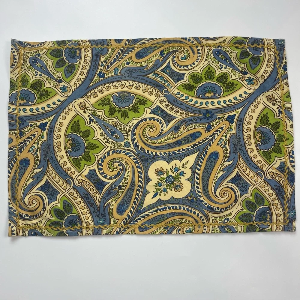 April Cornell Placemats 4 Paisley Floral Table‎ Linens Green Blue Dining Room